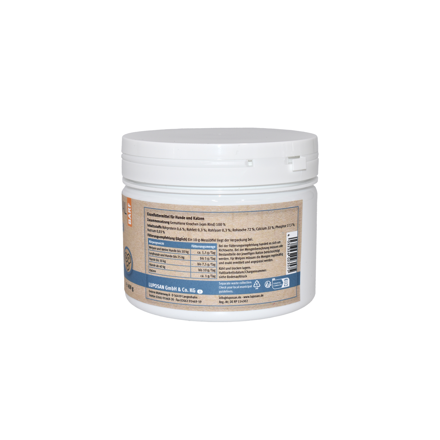 LUPO NATURAL BARF Knochen Pulver 450 g 